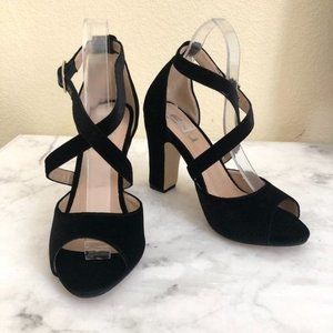 FSJ Size 7 Cross Strap Velvet PeepToe Sandal